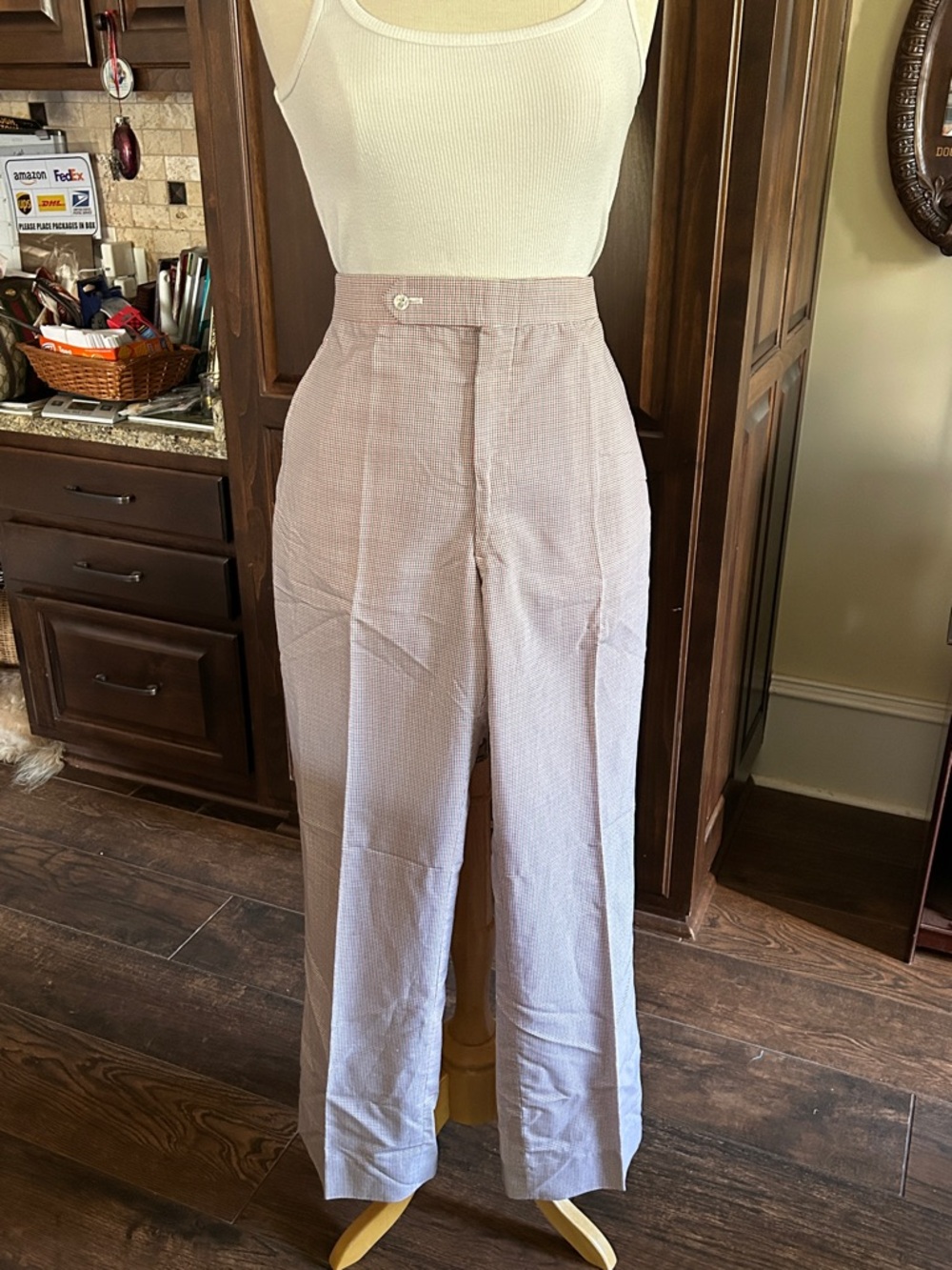 1970’s Knightsbridge Sz 36 x 30 High-Waist Straight-Leg Trouser Red Wht Blue